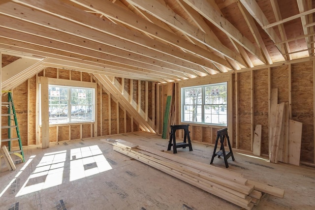 view of unfinished attic