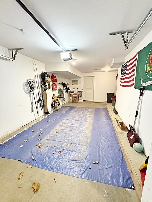 garage with a garage door opener