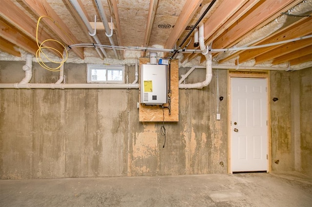 utility room with water heater