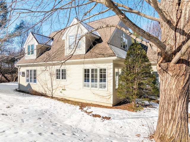 view of snow covered exterior