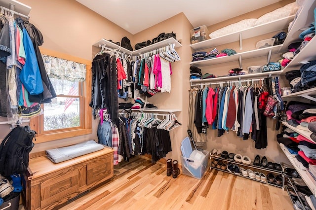 walk in closet featuring hardwood / wood-style floors