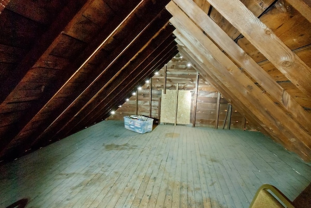 view of unfinished attic