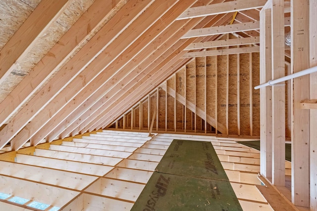 view of unfinished attic