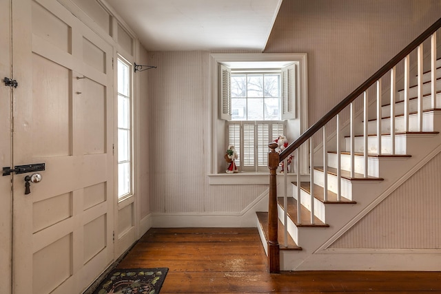 foyer featuring dark wood-type flooring