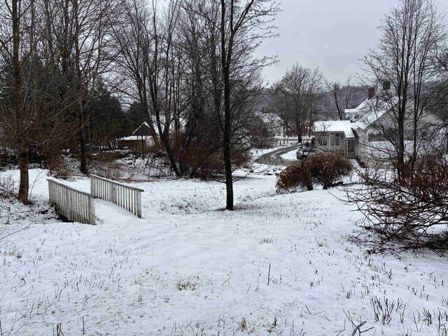 view of yard layered in snow