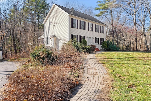 colonial house with a front lawn