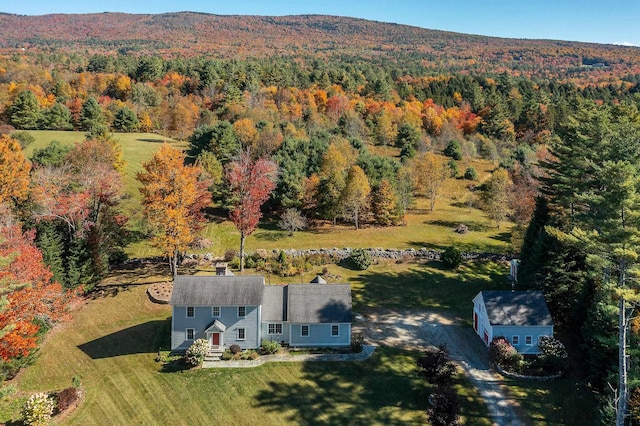 birds eye view of property featuring a mountain view