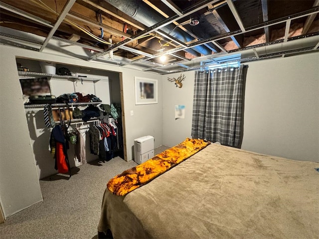 bedroom with carpet floors and a closet