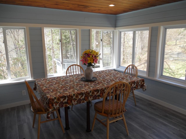 123 Commonwealth Ave, Springfield, VT 05156 - sunroom / solarium featuring wooden ceiling, wood finished floors, plenty of natural light, baseboards, and recessed lighting