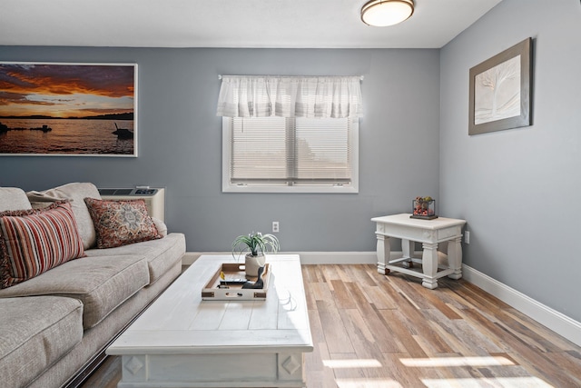 living room featuring light wood-type flooring