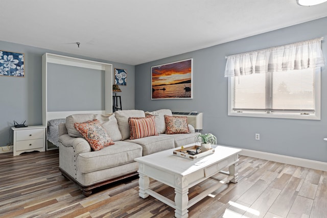 living room featuring light wood-type flooring