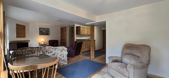 dining area with light hardwood / wood-style floors