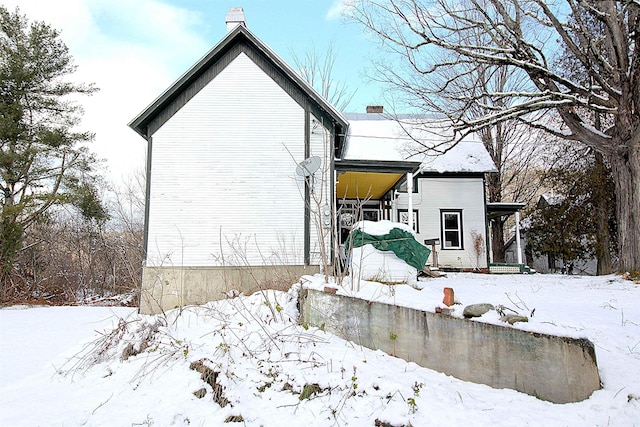 view of snow covered exterior