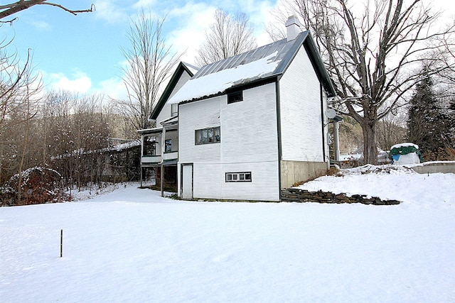 view of snow covered exterior