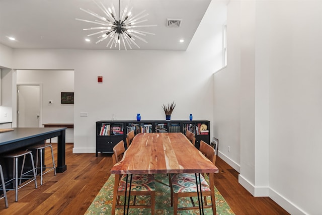 131 Main St Unit 2A-1, Burlington, VT 05401 - dining space with a chandelier, wood finished floors, and recessed lighting