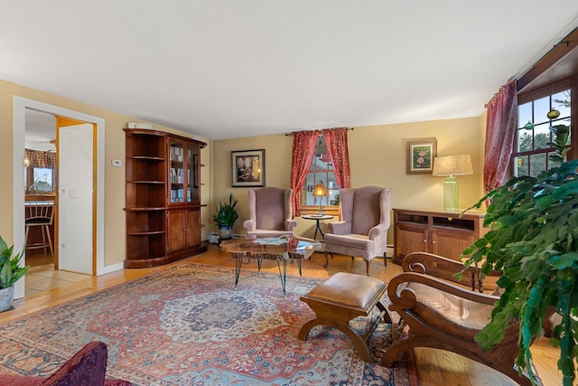 sitting room with light wood-type flooring