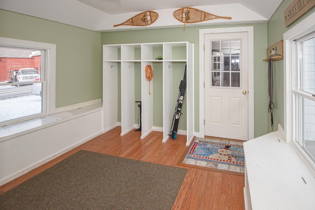 mudroom featuring hardwood / wood-style floors and a healthy amount of sunlight