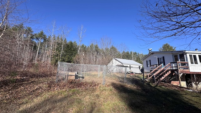 view of yard with a deck