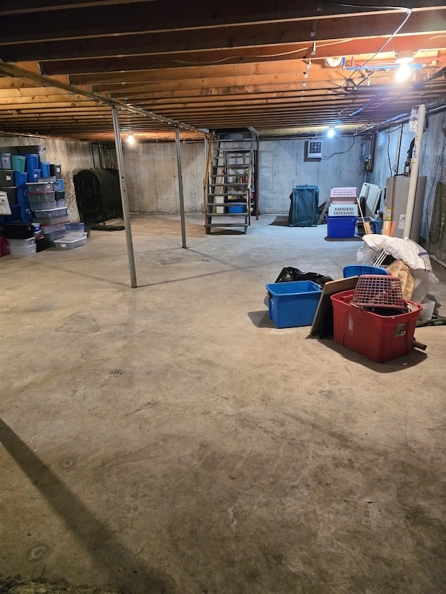 basement with electric water heater