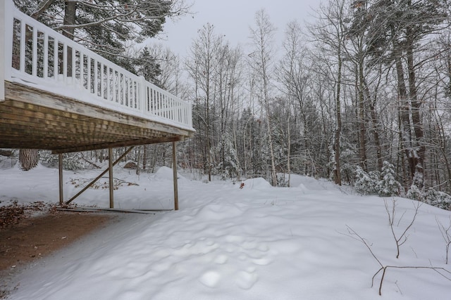 view of yard covered in snow