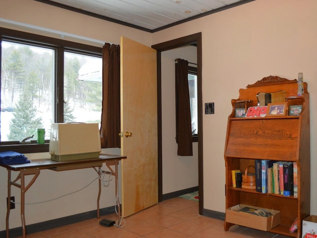 interior space featuring wooden ceiling