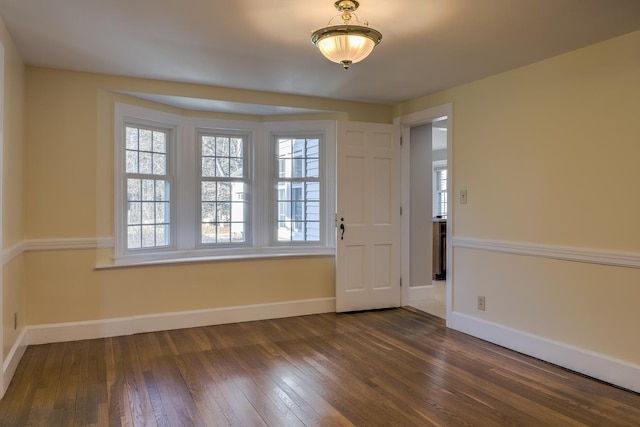 empty room with dark wood-type flooring