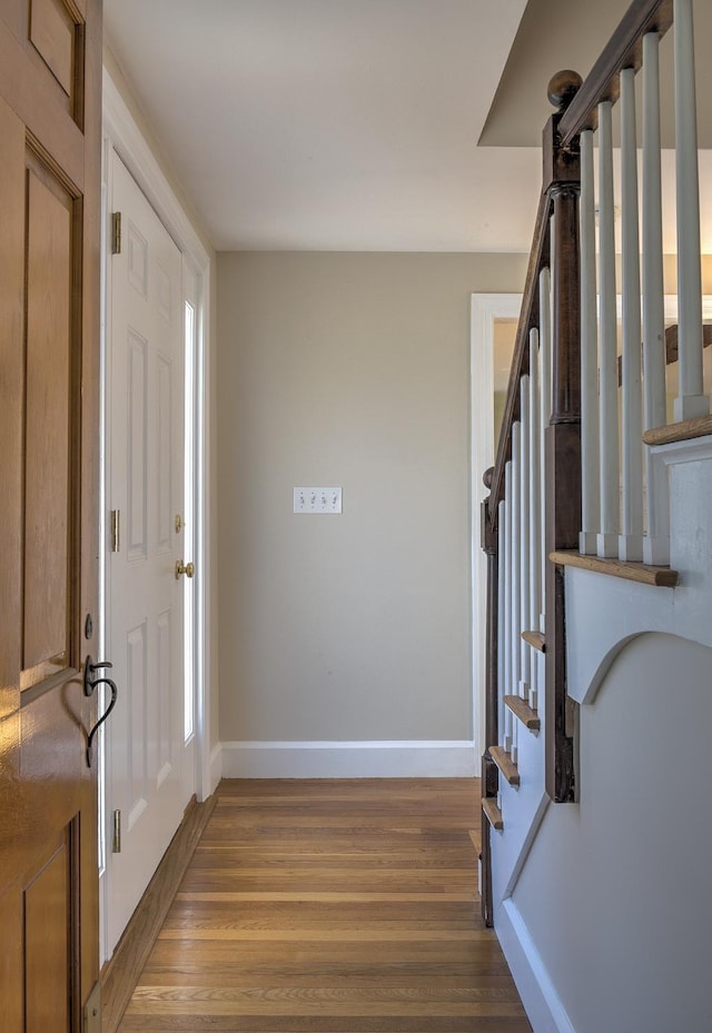 foyer with wood-type flooring