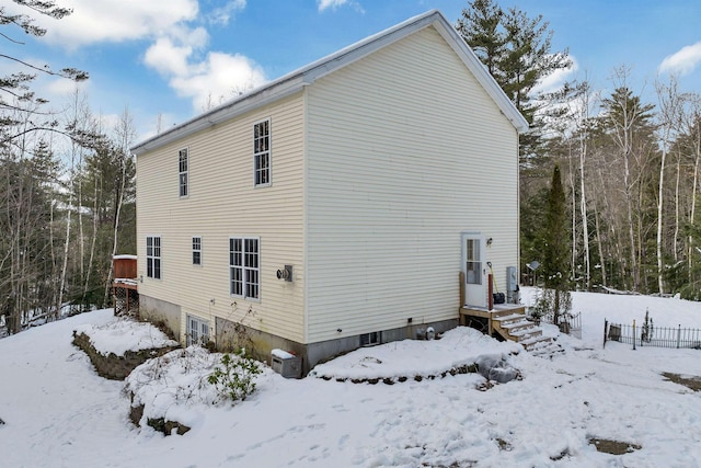 view of snow covered exterior