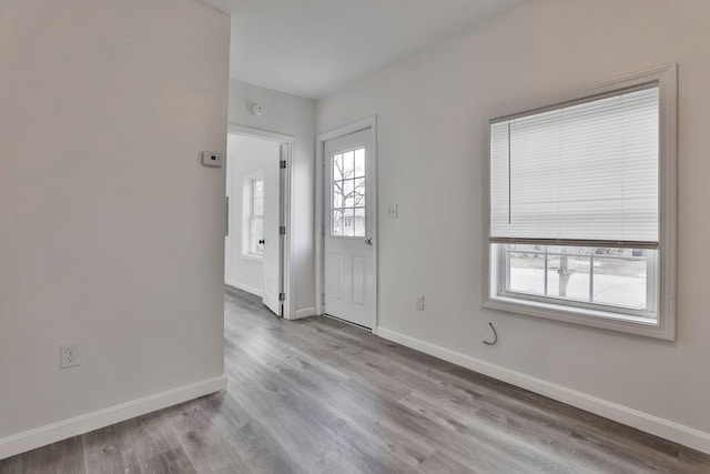 entrance foyer featuring plenty of natural light and light wood-type flooring