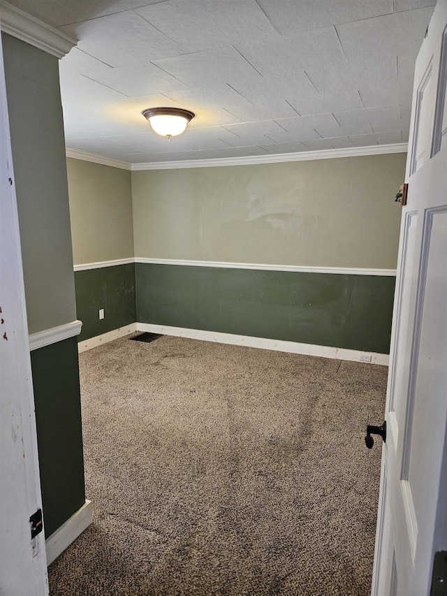 interior space featuring carpet and ornamental molding