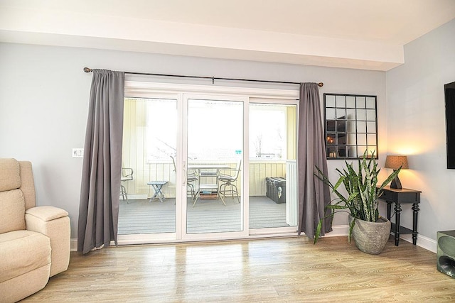 doorway featuring light hardwood / wood-style flooring