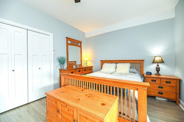 bedroom featuring a closet and hardwood / wood-style flooring