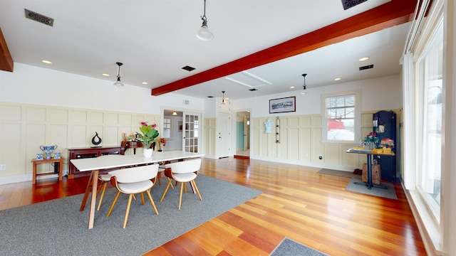1091 US Route 2, North Hero, VT 05474 - dining room with beam ceiling and light wood-type flooring