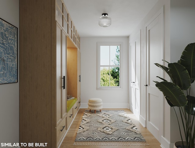 mudroom with light wood-type flooring