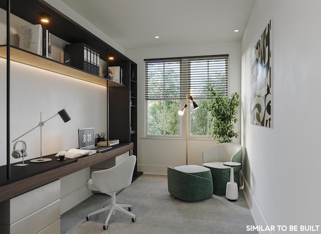 view of carpeted home office