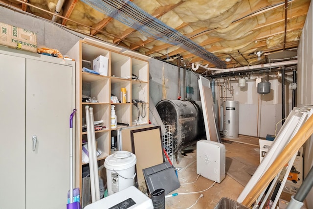 basement with electric water heater