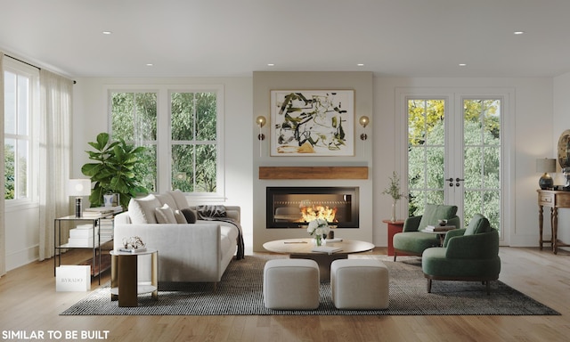 sitting room featuring light hardwood / wood-style floors