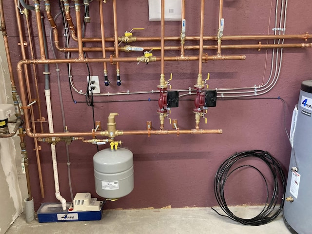 utility room with gas water heater