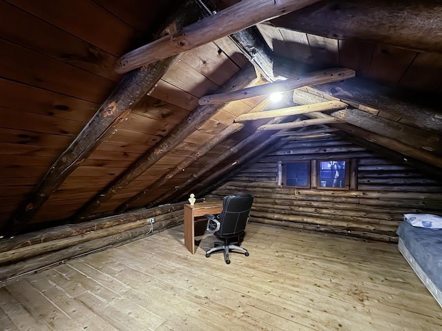 view of unfinished attic