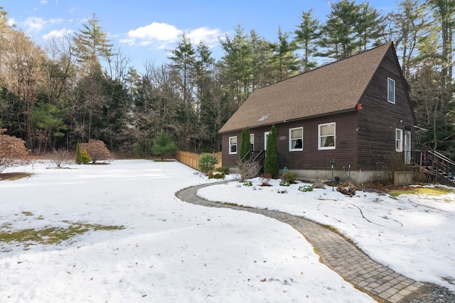 view of snow covered property