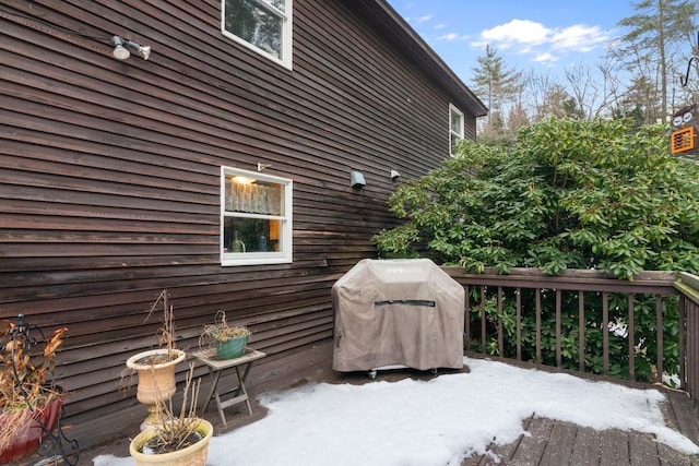 view of home's exterior featuring a deck