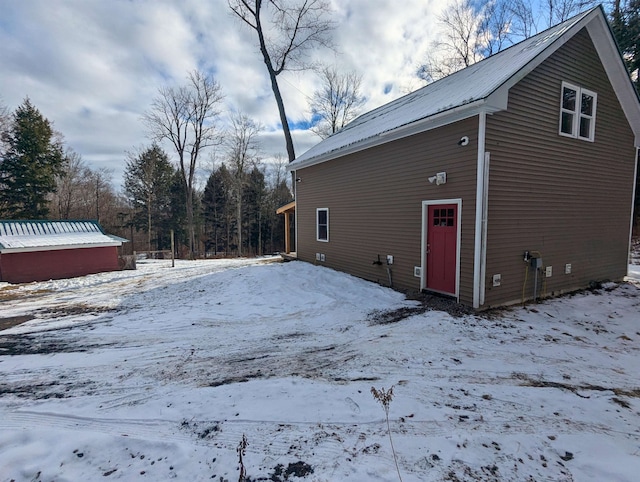 view of snow covered exterior