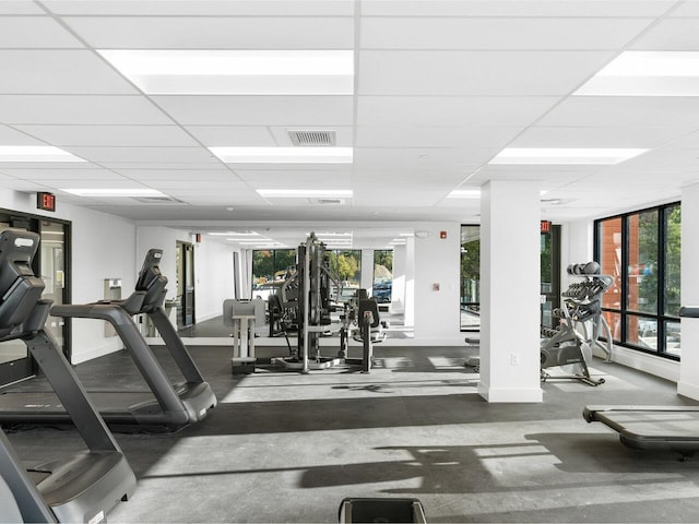 125 Cambrian Way Unit 609, Burlington, VT 05401 - exercise room with baseboards and a paneled ceiling