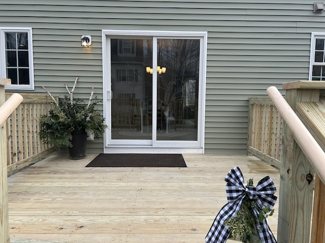 doorway to property with a deck