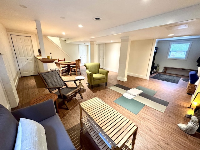 living room featuring hardwood / wood-style flooring