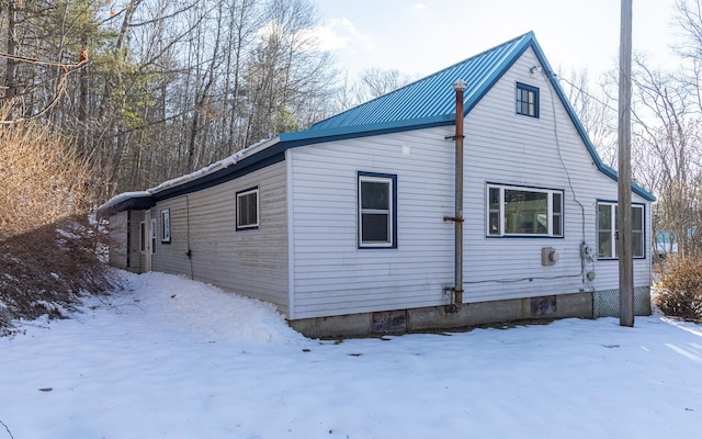 view of snow covered exterior