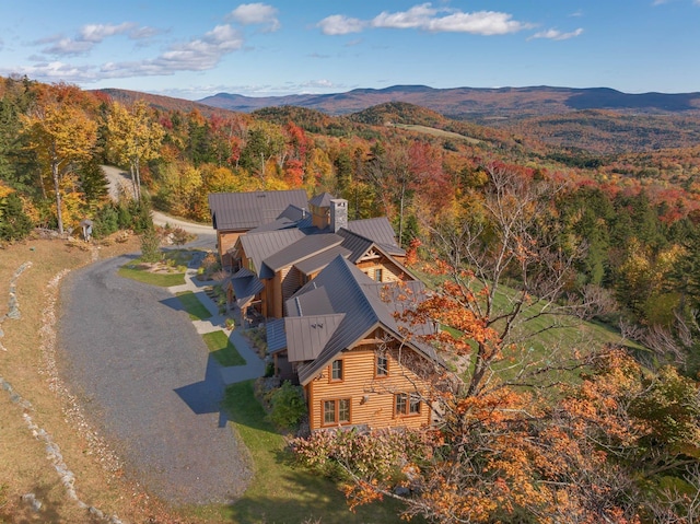 aerial view with a mountain view