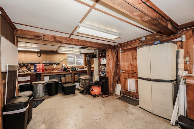 basement featuring a workshop area