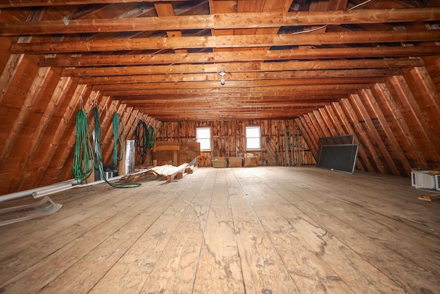 view of unfinished attic