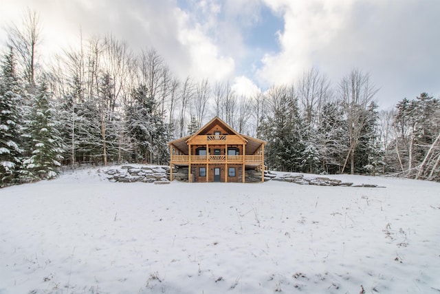 view of snow covered property